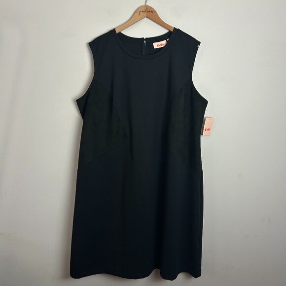 EVRI Dresses & Skirts - NWT EVRI Mineral Black Sleeveless Seamed Faux Suede Sheath Dress 3X Plus